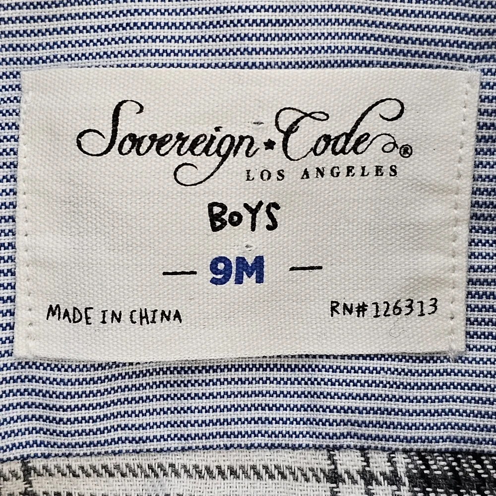 Nwot Sovereign Code Boys Black/Red/White/Gray Plaid Flannel Collared Onsie